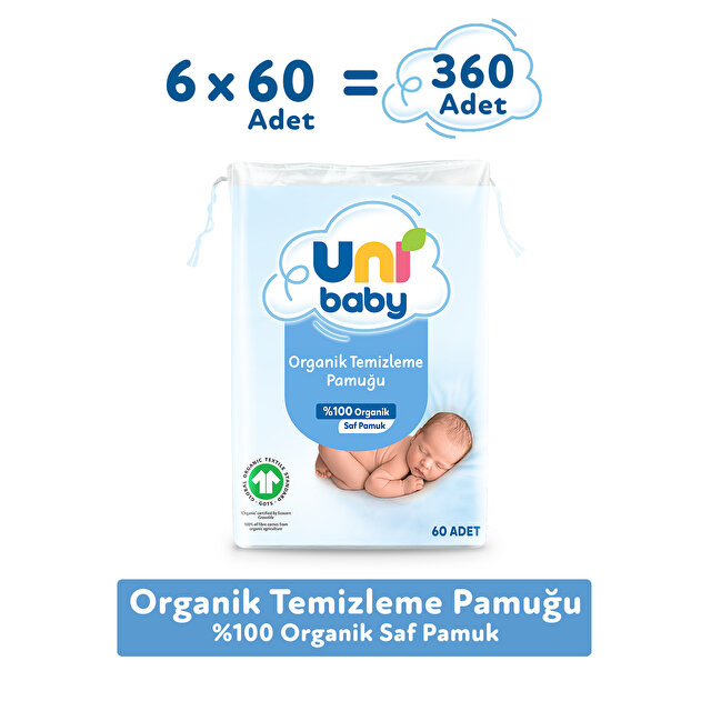 Uni Baby Bebek Temizleme Pamuğu 6 × 60 Adet