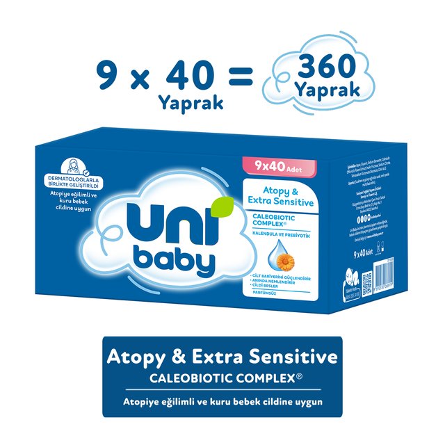 Uni Baby Atopy & Extra Sensitive Islak Mendil 9 × 40 Yaprak