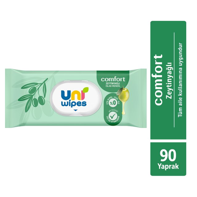 Uni Wipes Comfort Zeytinyağlı Islak Mendil 90 Yaprak
