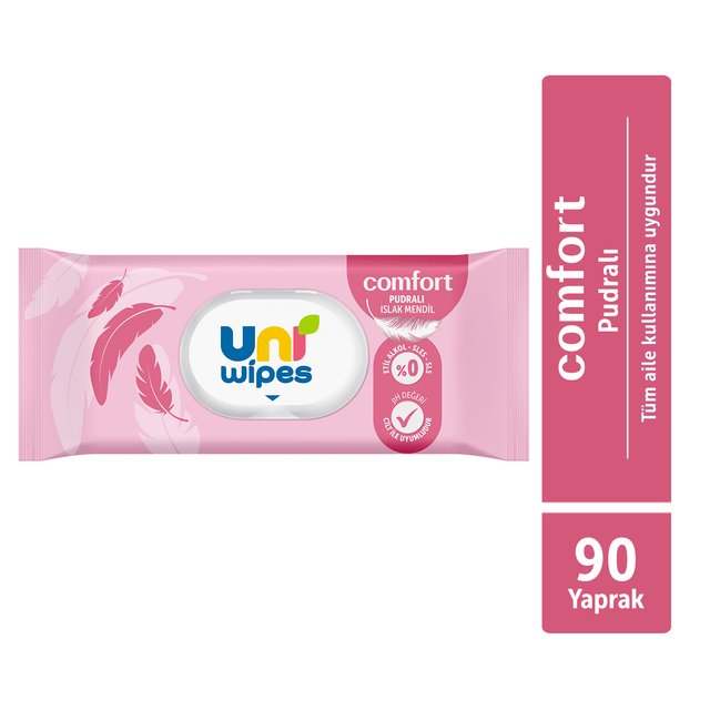 Uni Wipes Comfort Pudra Kokulu Islak Mendil 90 Yaprak