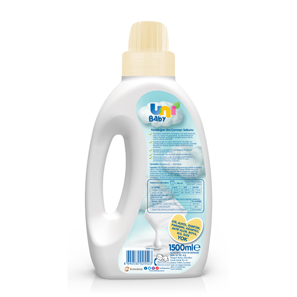 Uni Baby Yenidoğan Sıvı Çamaşır Sabunu 1500 Ml	 — görsel 3