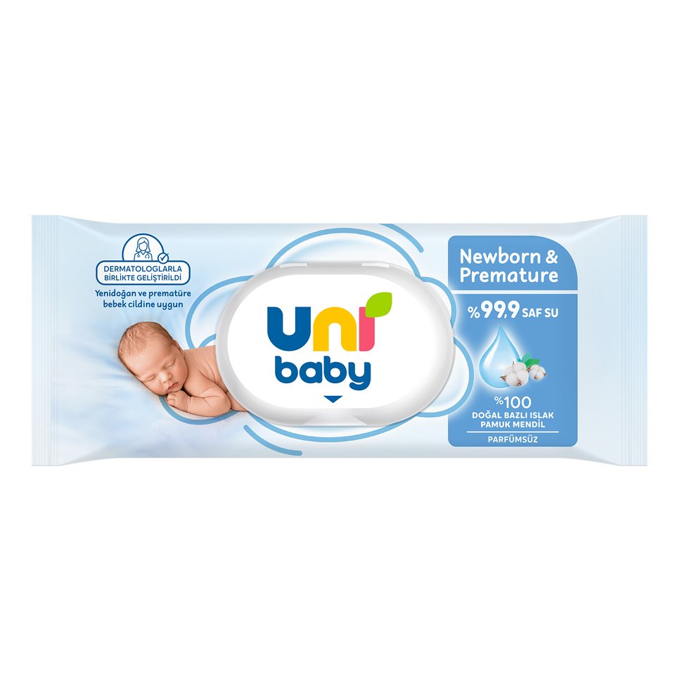 Uni Baby Newborn & Premature Islak Pamuk Mendil 24 × 40 Yaprak — görsel 2