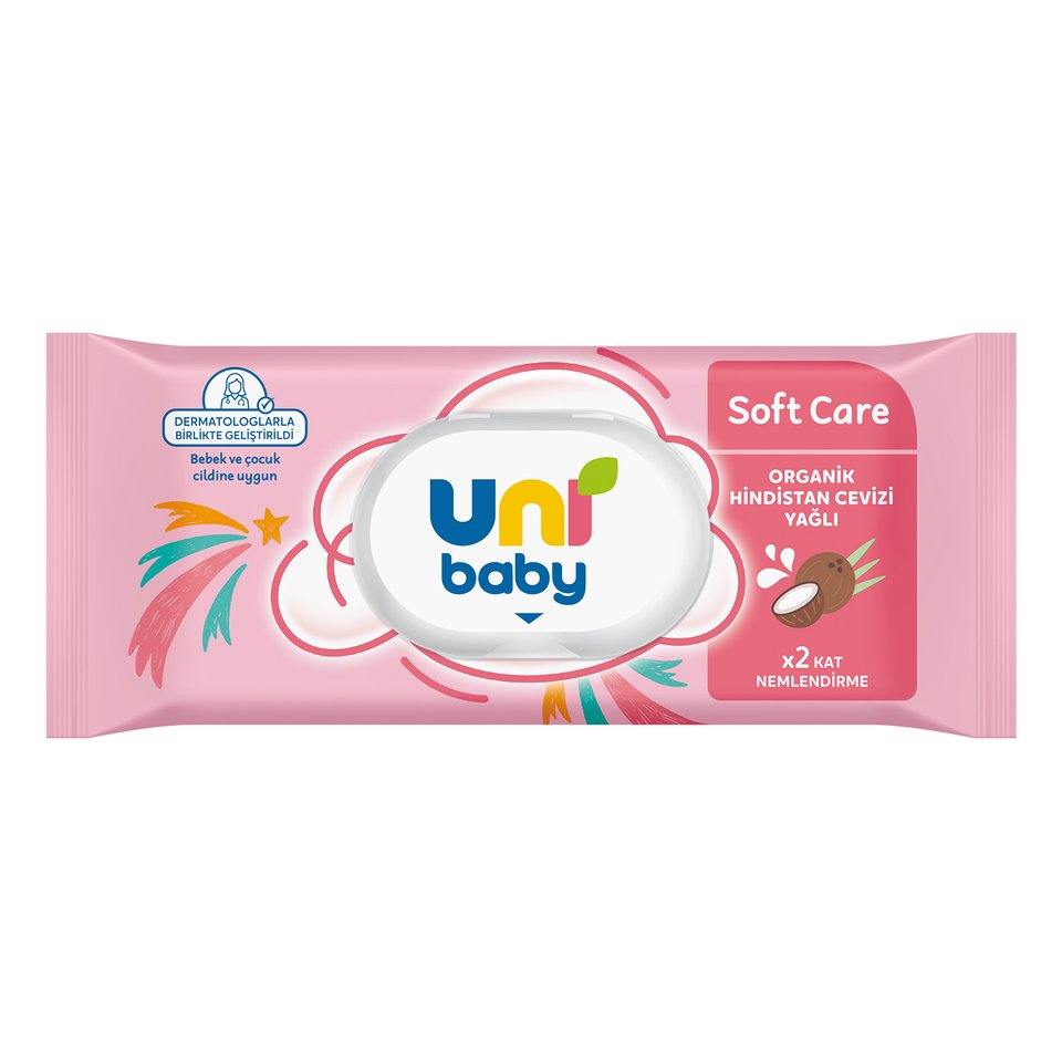 Uni Baby Soft Care Hindistan Cevizi Yağlı Islak Mendil 3 × 90 Yaprak — görsel 2