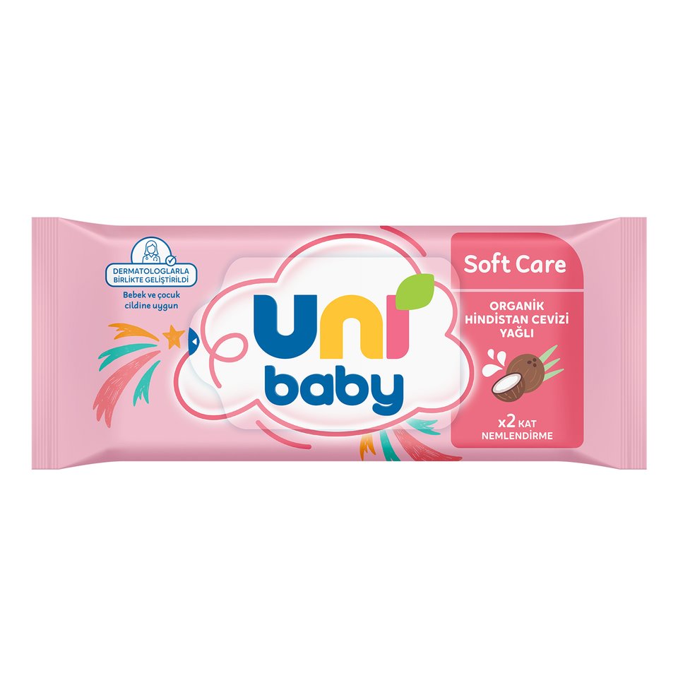 Uni Baby Soft Care Hindistan Cevizi Yağlı Islak Mendil 12 × 50 Yaprak — görsel 2
